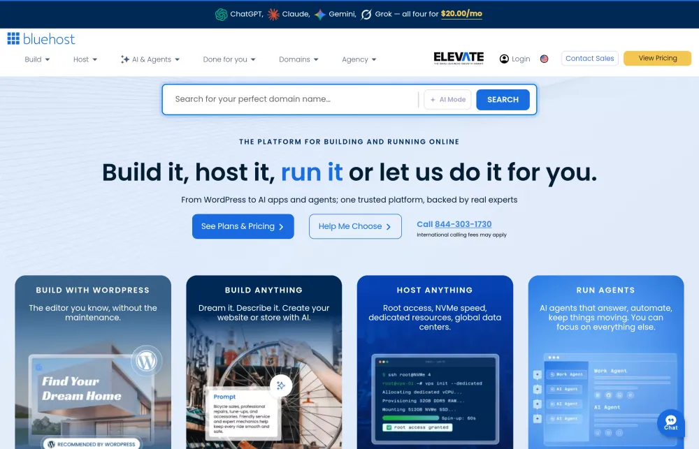 Bluehost homepage