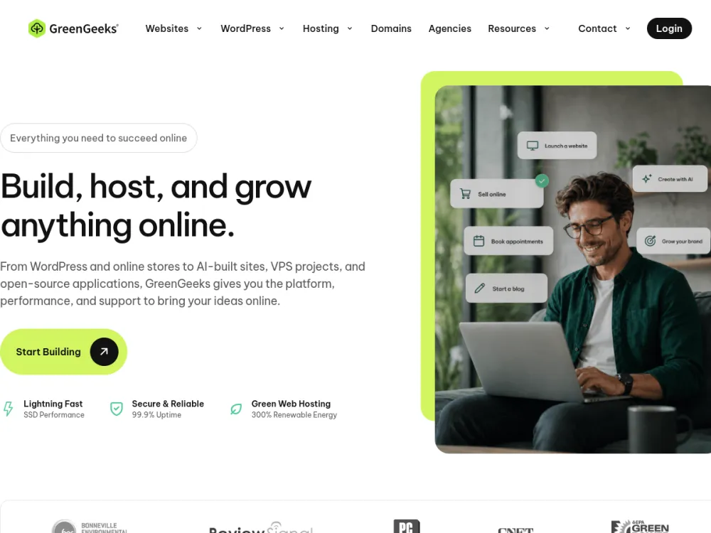 GreenGeeks homepage
