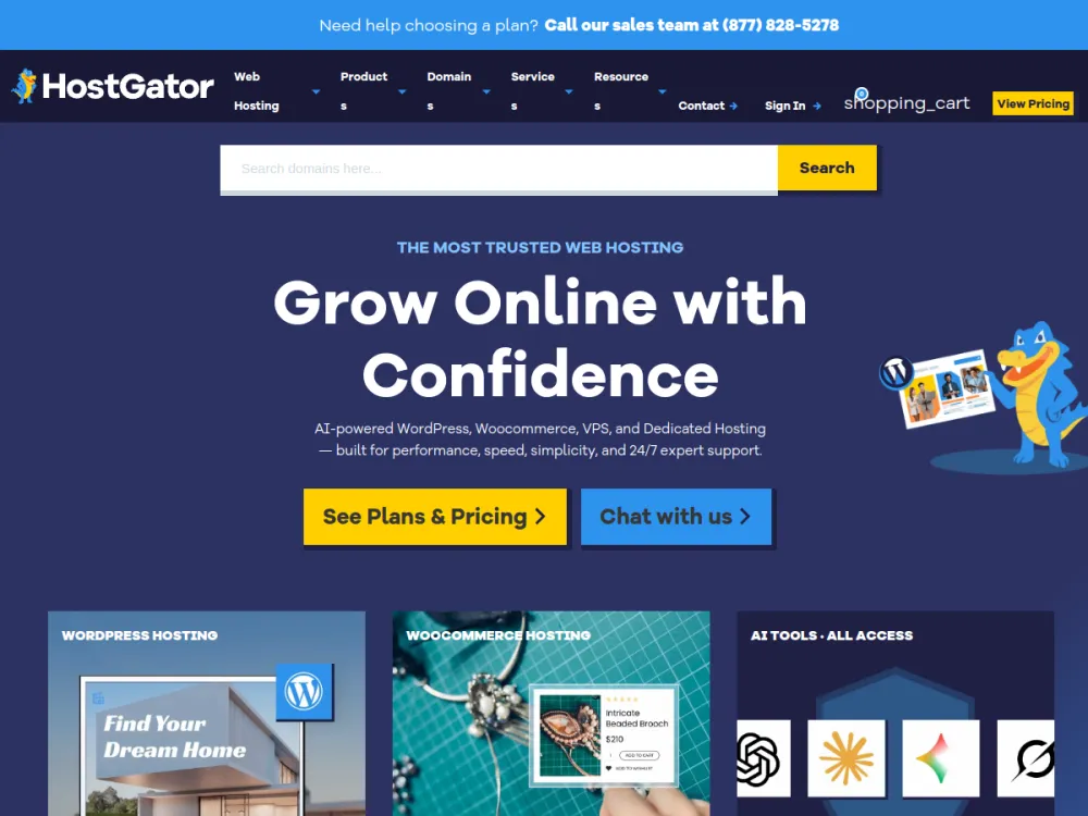 HostGator homepage