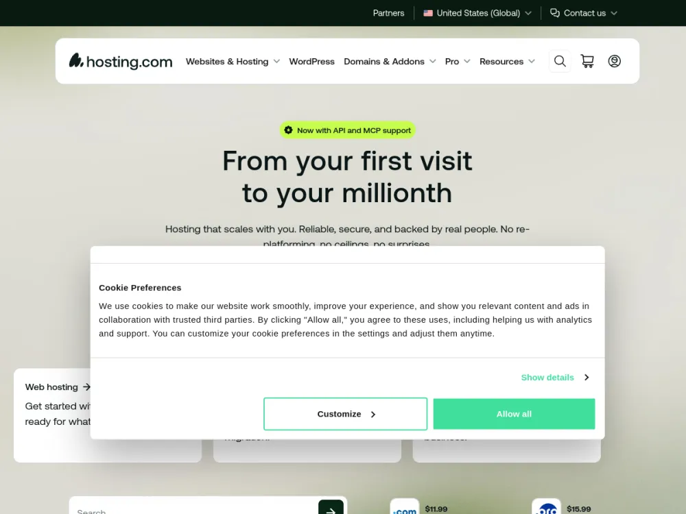 A2 Hosting (now Hosting.com) homepage