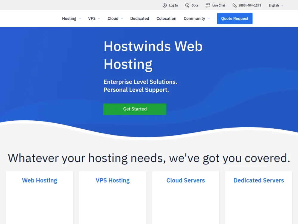 Hostwinds homepage