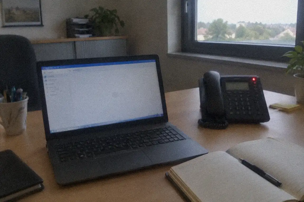 a phone showing an empty email inbox with nothing new since Thursday